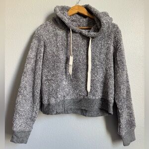 Large Fuzzy hoodie, crop, gray hoodie